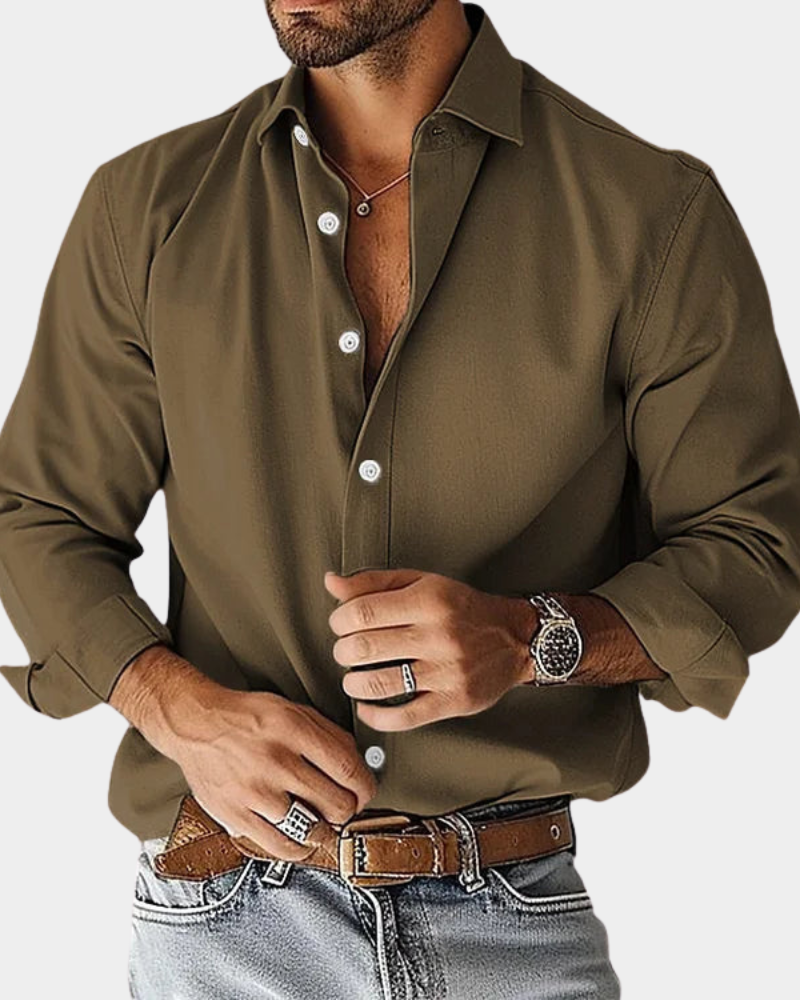 Men's Smart-Casual Shirt Long-Sleeve Button-Up Collared Slim Fit Office Business Everyday Versatile Relaxed Aldwin