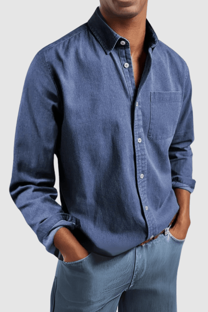 Men's Classic Shirt Long-Sleeve Button-Up Collared Casual Smart-Casual Office Everyday Relaxed Fit Warrick