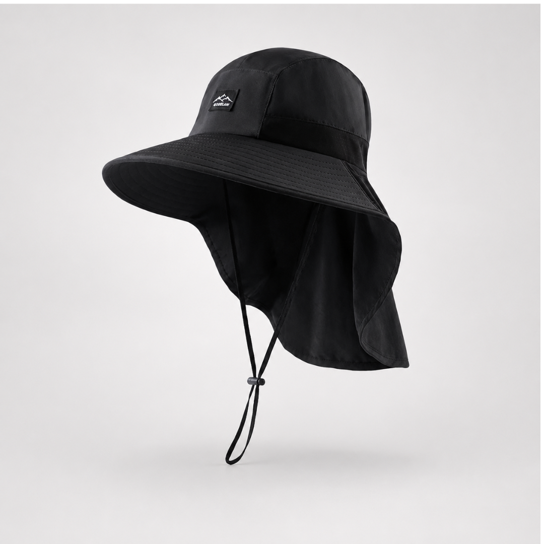 Men's Wide-Brim Sun Hat Bucket Neck Flap Coverage Foldable Outdoor Hiking Fishing Travel Casual Everyday Quill
