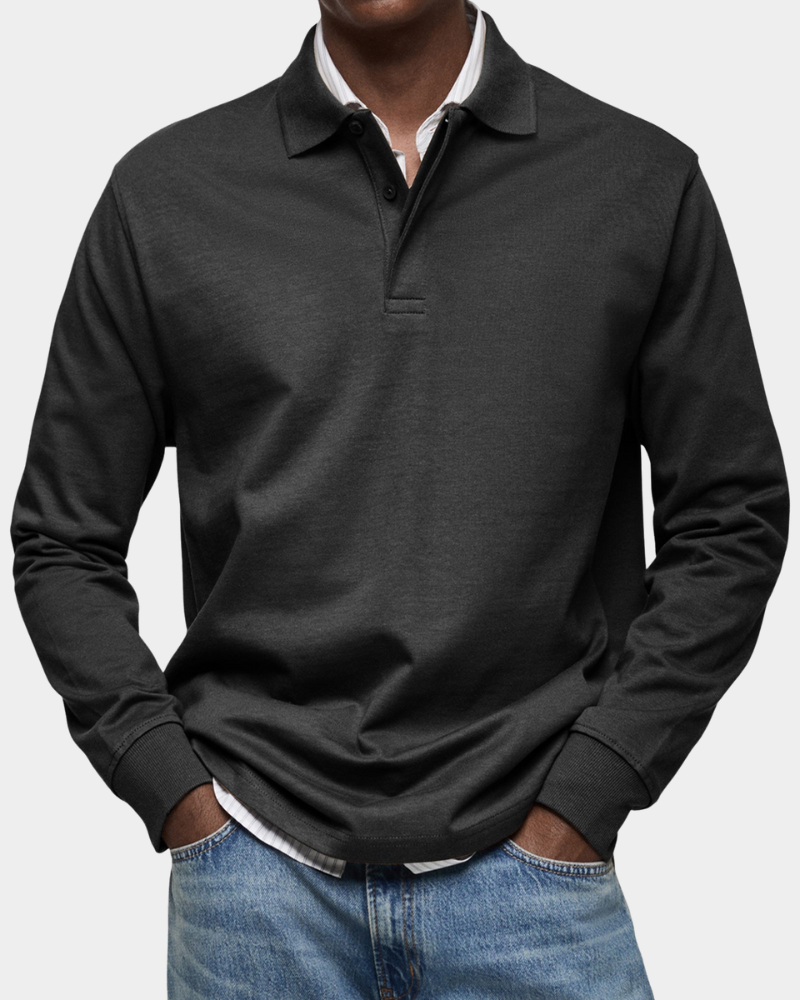 Men's Polo Shirt Long-Sleeve Classic Collared Regular Fit Casual Smart-Casual Everyday Golf Sport Versatile Godfrey