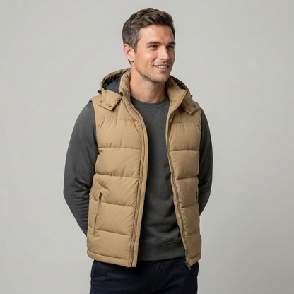 Men's Padded Vest Gilet Bodywarmer Zip-Up Quilted Regular Fit Layering Casual Outdoor Everyday Warm Versatile Braddock
