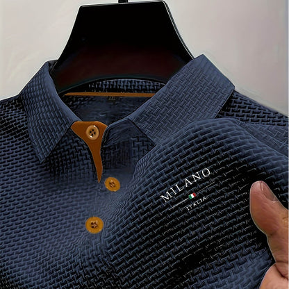 Men's Textured Polo Shirt Short-Sleeve Collared Ribbed Casual Smart-Casual Everyday Golf Sport Regular Fit Brody