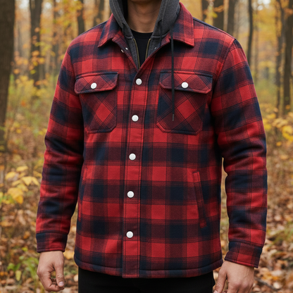 Men's Flannel Jacket Shacket Button-Up Warm Lined Casual Layering Outdoor Everyday Rugged Versatile Brantley