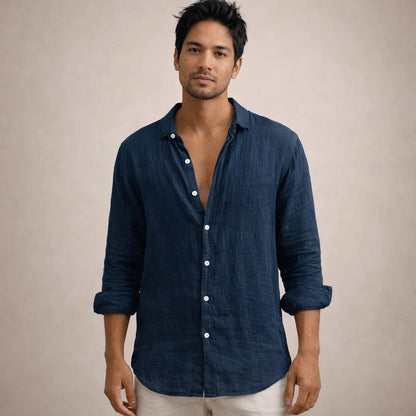 Men's Open Collar Shirt Long-Sleeve Button-Up Casual Smart-Casual Holiday Beach Everyday Relaxed Fit Griffith