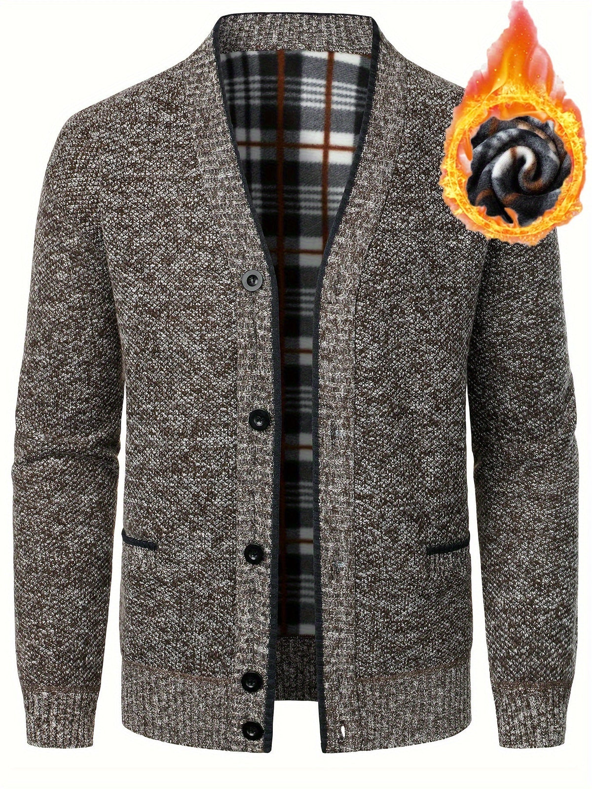 Men's Fleece Knit Cardigan Relaxed Fit Open Front Layering Everyday Wear