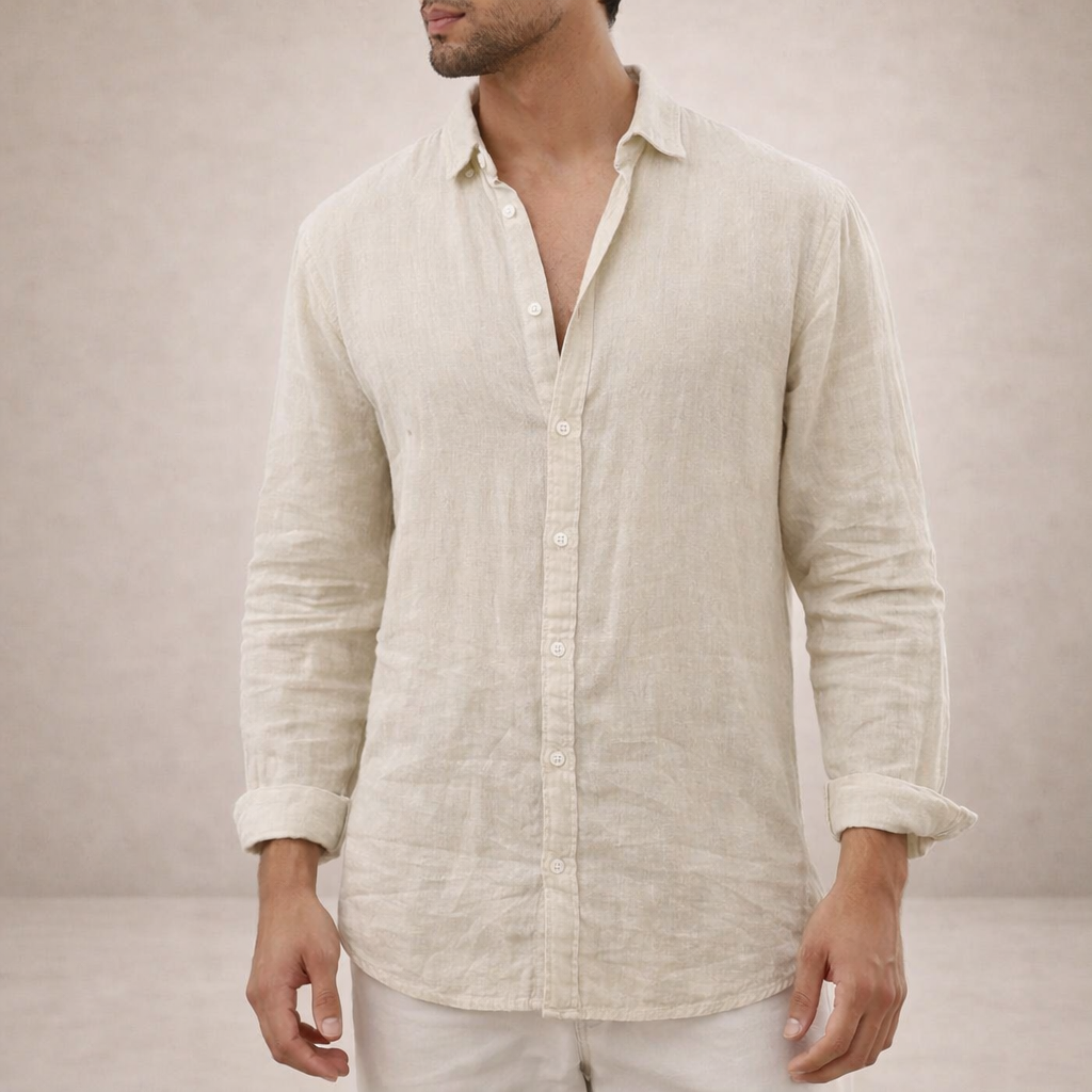 Men's Open Collar Shirt Long-Sleeve Button-Up Casual Smart-Casual Holiday Beach Everyday Relaxed Fit Griffith