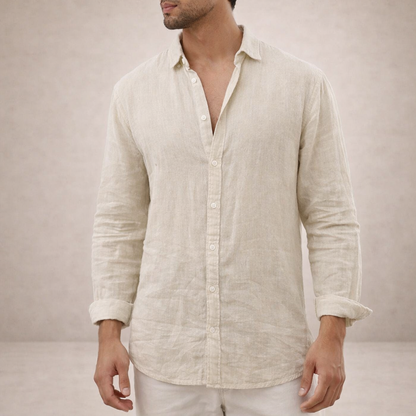 Men's Open Collar Shirt Long-Sleeve Button-Up Casual Smart-Casual Holiday Beach Everyday Relaxed Fit Griffith