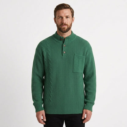 Men's Textured Stand Collar Pullover Relaxed Fit Long Sleeve Casual Everyday