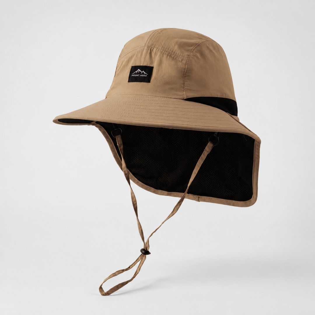 Men's Wide-Brim Sun Hat Bucket Neck Flap Coverage Foldable Outdoor Hiking Fishing Travel Casual Everyday Quill