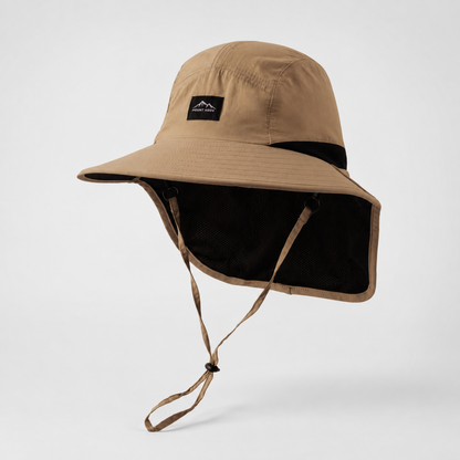 Men's Wide-Brim Sun Hat Bucket Neck Flap Coverage Foldable Outdoor Hiking Fishing Travel Casual Everyday Quill
