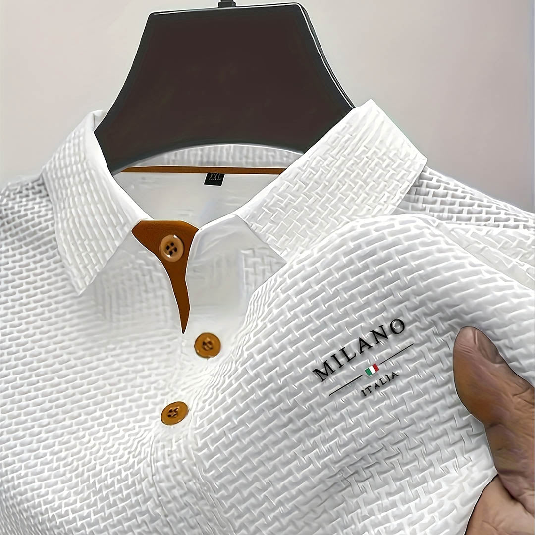 Men's Textured Polo Shirt Short-Sleeve Collared Ribbed Casual Smart-Casual Everyday Golf Sport Regular Fit Brody