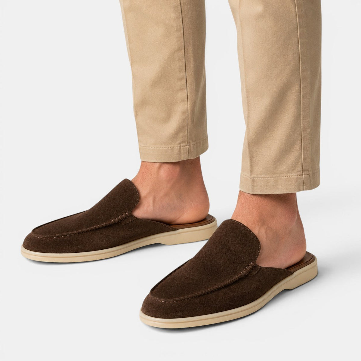 Men's Suede Mules Slip-On Open-Back Loafers Casual Smart-Casual Everyday Comfort Leather Look Versatile Torin