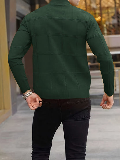 Men's Stand Collar Knit Sweater Relaxed Fit Long Sleeve Casual Layering