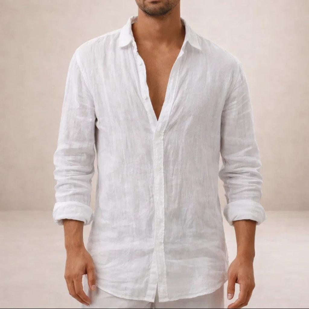 Men's Open Collar Shirt Long-Sleeve Button-Up Casual Smart-Casual Holiday Beach Everyday Relaxed Fit Griffith