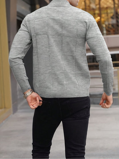 Men's Stand Collar Knit Sweater Relaxed Fit Long Sleeve Casual Layering