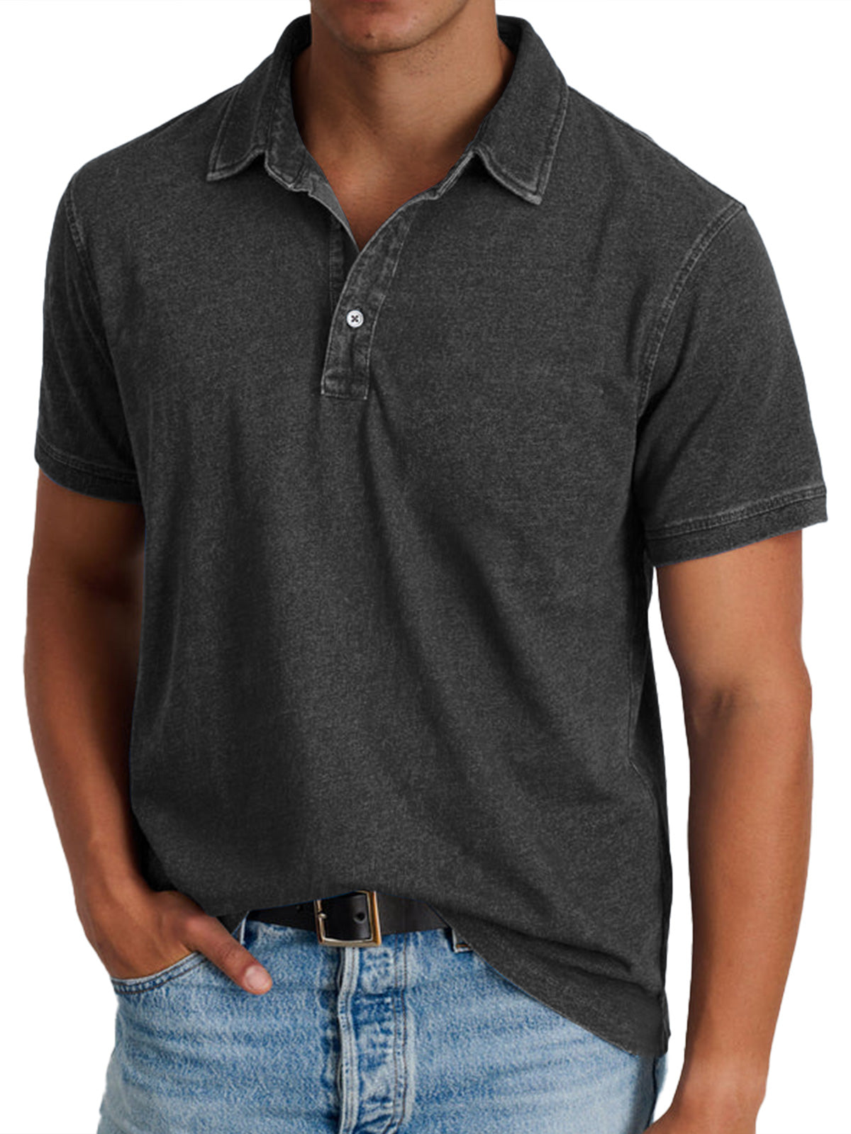 Men's Polo Shirt Refined Classic Short-Sleeve Collared Regular Fit Elegant Smart-Casual Casual Everyday Golf Ellison
