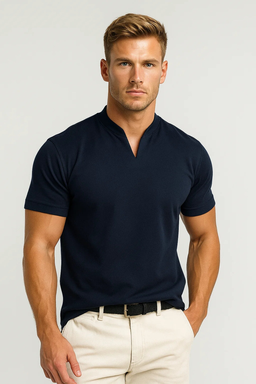 Men's Cotton Shirt Slim Fit Split Collar Long-Sleeve Button-Up Casual Smart-Casual Office Everyday Aldric
