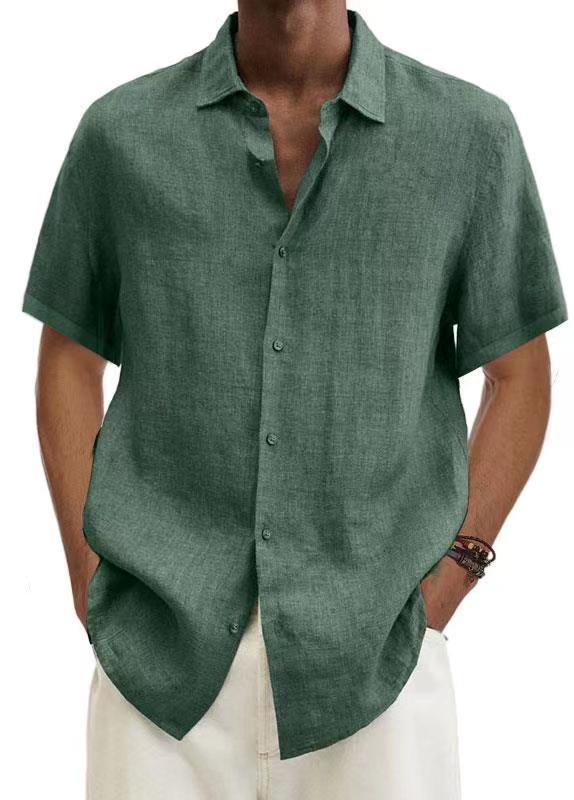 Men's Textured Shirt Short-Sleeve Point Collar Button-Down Casual Smart-Casual Holiday Everyday Reid