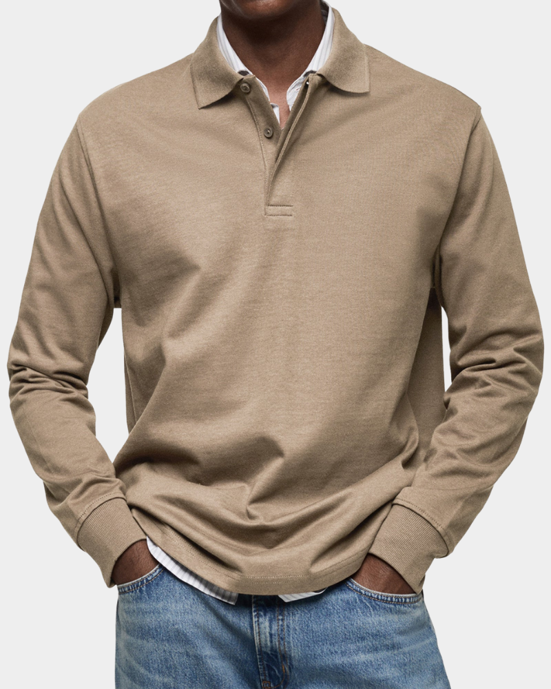 Men's Polo Shirt Long-Sleeve Classic Collared Regular Fit Casual Smart-Casual Everyday Golf Sport Versatile Godfrey