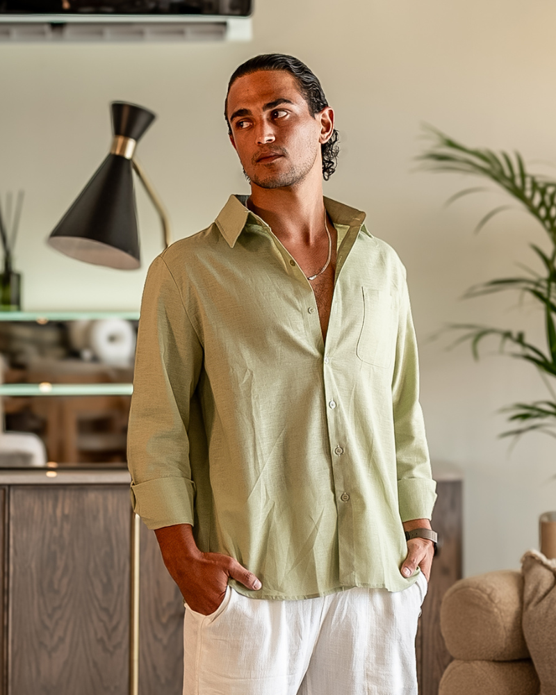 Men's Button-Up Shirt Classic Long-Sleeve Collared Casual Smart-Casual Office Everyday Relaxed Fit Versatile Corliss