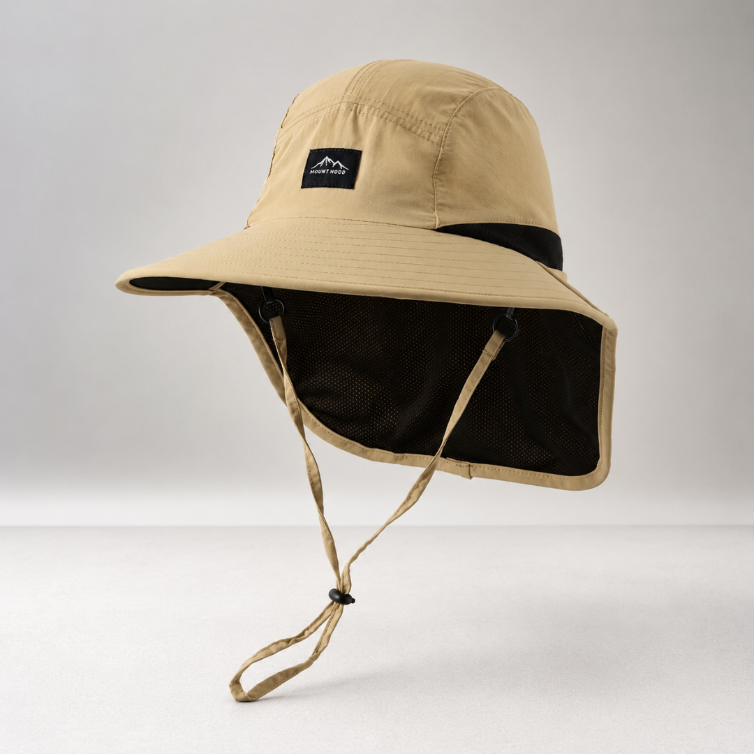 Men's Wide-Brim Sun Hat Bucket Neck Flap Coverage Foldable Outdoor Hiking Fishing Travel Casual Everyday Quill