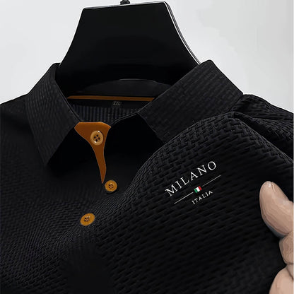 Men's Textured Polo Shirt Short-Sleeve Collared Ribbed Casual Smart-Casual Everyday Golf Sport Regular Fit Brody