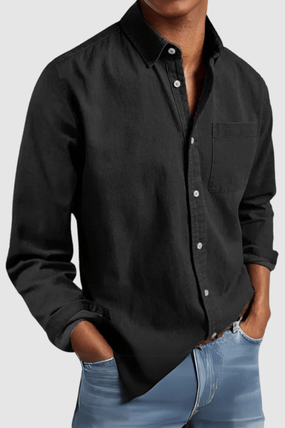 Men's Classic Shirt Long-Sleeve Button-Up Collared Casual Smart-Casual Office Everyday Relaxed Fit Warrick
