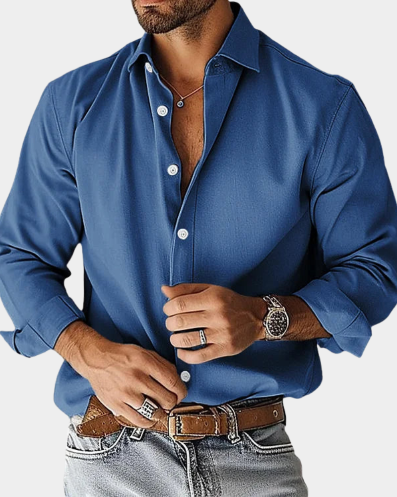 Men's Smart-Casual Shirt Long-Sleeve Button-Up Collared Slim Fit Office Business Everyday Versatile Relaxed Aldwin