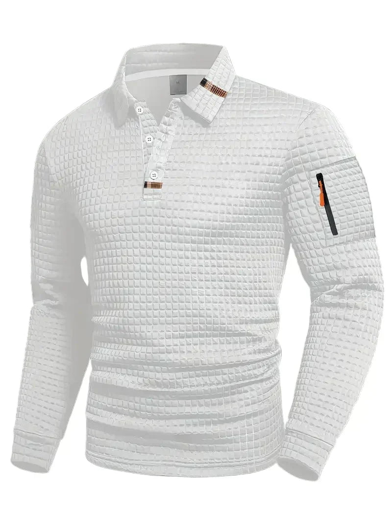 Men's Waffle Texture Polo Shirt Short-Sleeve Collared Casual Everyday