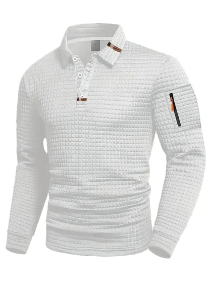 Men's Waffle Texture Polo Shirt Short-Sleeve Collared Casual Everyday
