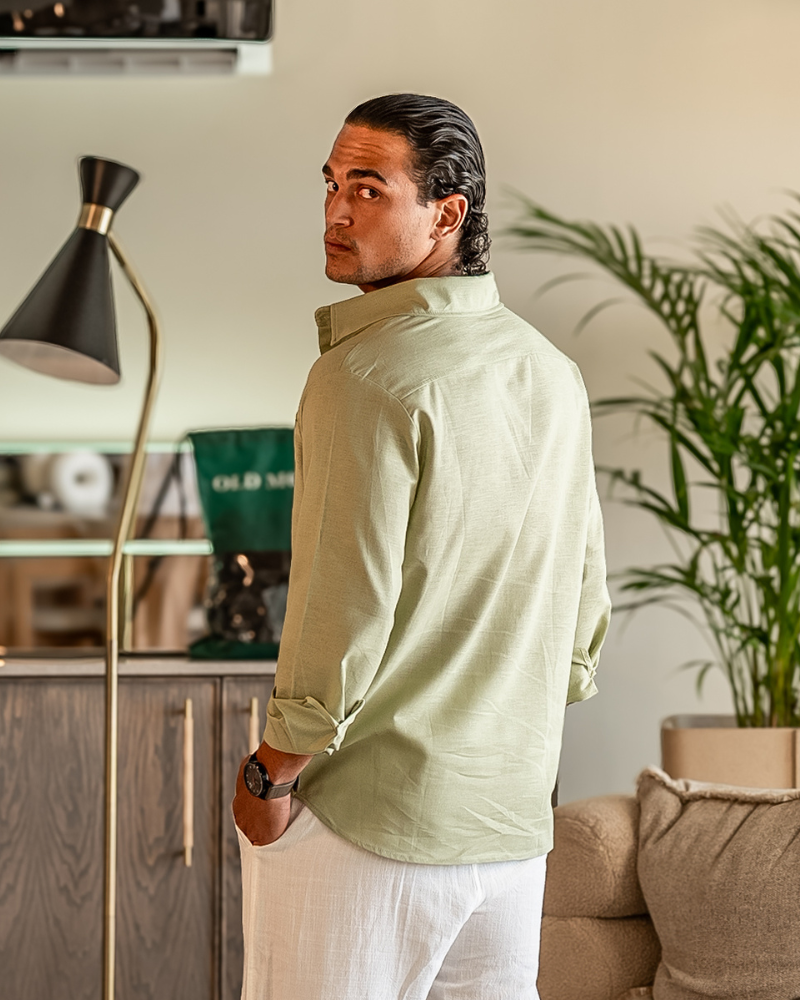 Men's Button-Up Shirt Classic Long-Sleeve Collared Casual Smart-Casual Office Everyday Relaxed Fit Versatile Corliss