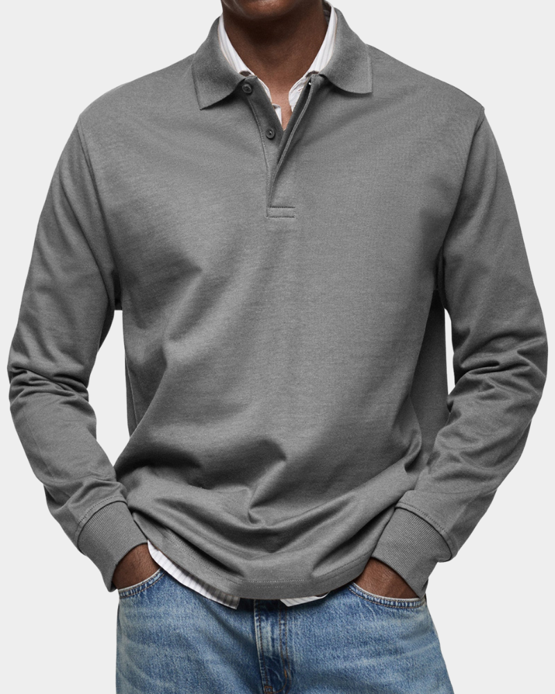Men's Polo Shirt Long-Sleeve Classic Collared Regular Fit Casual Smart-Casual Everyday Golf Sport Versatile Godfrey