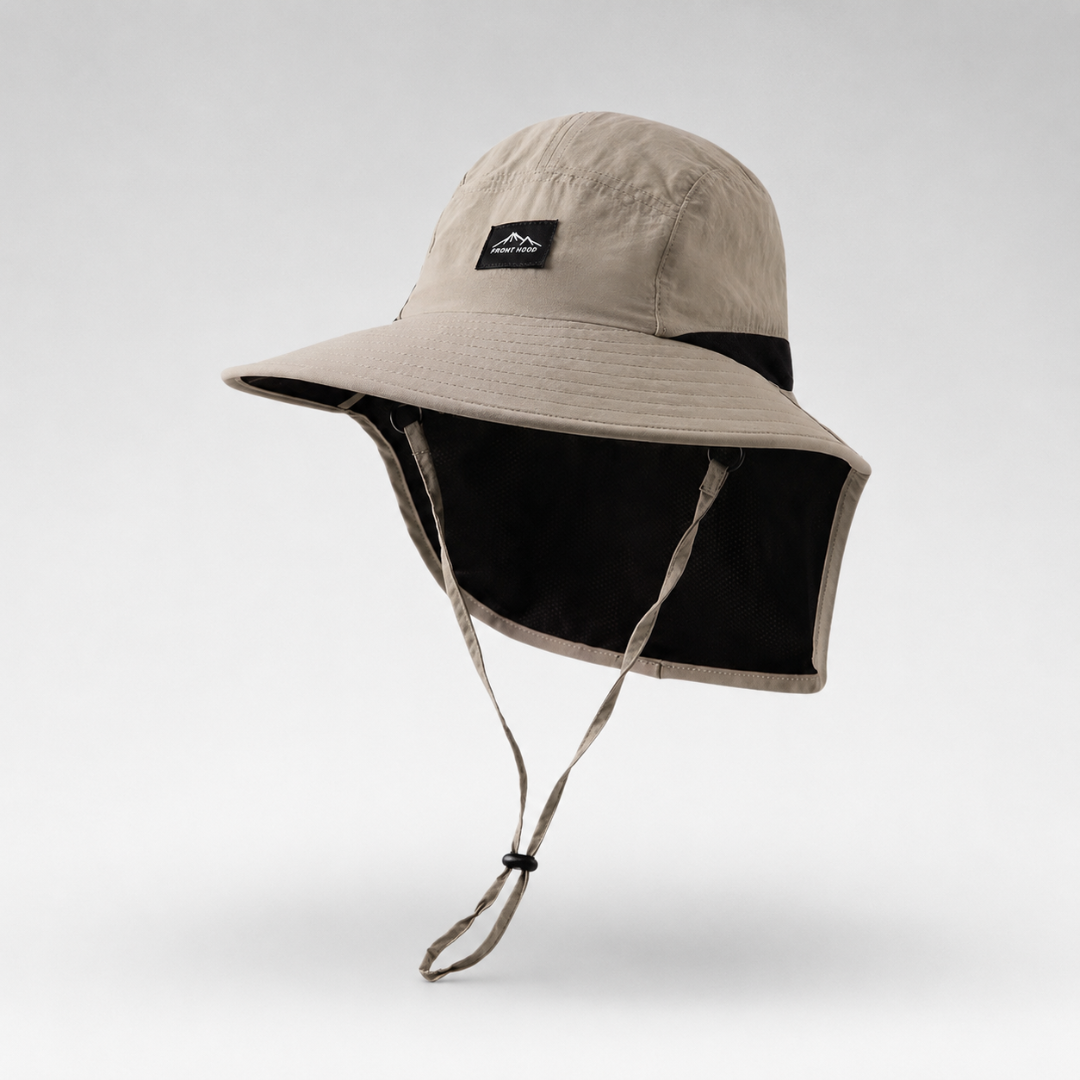 Men's Wide-Brim Sun Hat Bucket Neck Flap Coverage Foldable Outdoor Hiking Fishing Travel Casual Everyday Quill