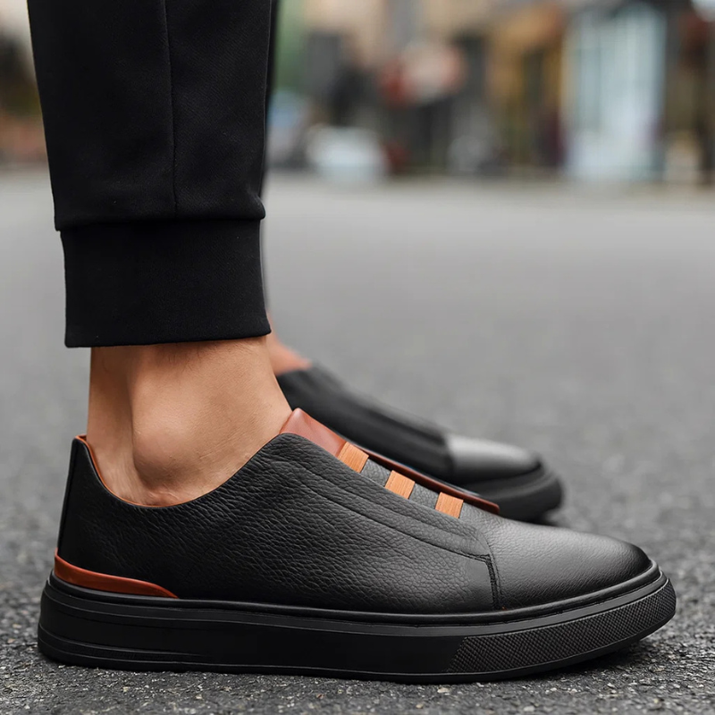 Men's Slip-On Trainers Strap Detail Low-Top Casual Everyday Walking Sneakers Comfort Trendy Arthur