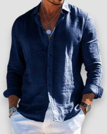 Men's Relaxed Shirt Short-Sleeve Button-Up Collared Casual Holiday Beach Smart-Casual Everyday Versatile Lightweight Renfrew