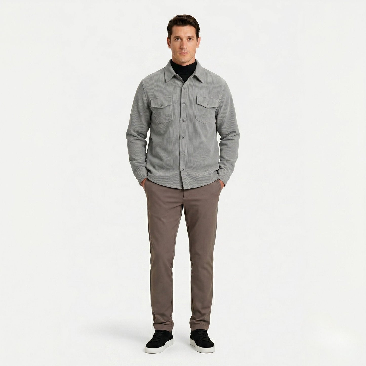 Men's Corduroy Shirt Long-Sleeve Button-Up Collared Overshirt Casual Layering Smart-Casual Everyday Vintage Rhett
