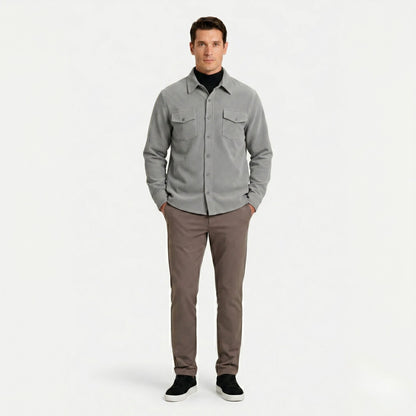 Men's Corduroy Shirt Long-Sleeve Button-Up Collared Overshirt Casual Layering Smart-Casual Everyday Vintage Rhett