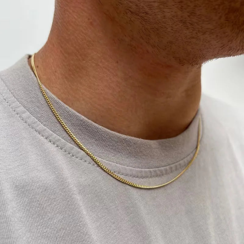 Men's Stylish Gold Chain Necklace Minimalist Design Everyday Accessory