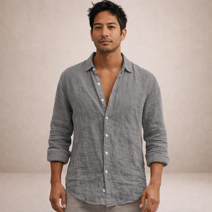 Men's Open Collar Shirt Long-Sleeve Button-Up Casual Smart-Casual Holiday Beach Everyday Relaxed Fit Griffith