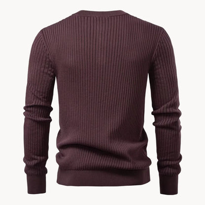 Men's Casual Knit Sweater Round Neck Button Closure Everyday Wear