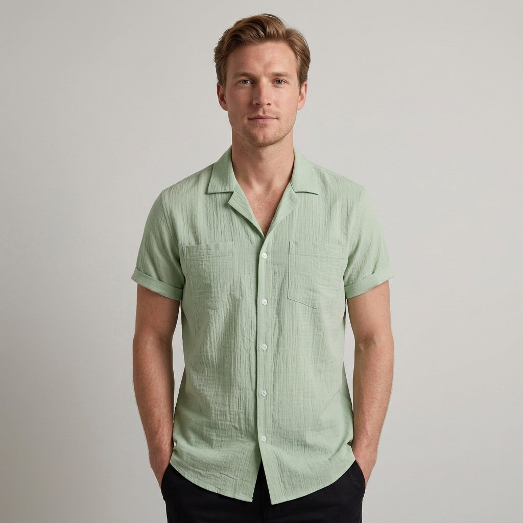 Men's Casual Short Sleeve Button-Up Shirt Relaxed Fit Versatile Everyday Wear