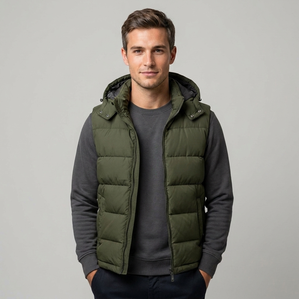 Men's Padded Vest Gilet Bodywarmer Zip-Up Quilted Regular Fit Layering Casual Outdoor Everyday Warm Versatile Braddock