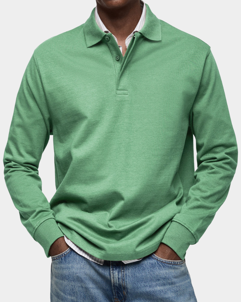Men's Polo Shirt Long-Sleeve Classic Collared Regular Fit Casual Smart-Casual Everyday Golf Sport Versatile Godfrey