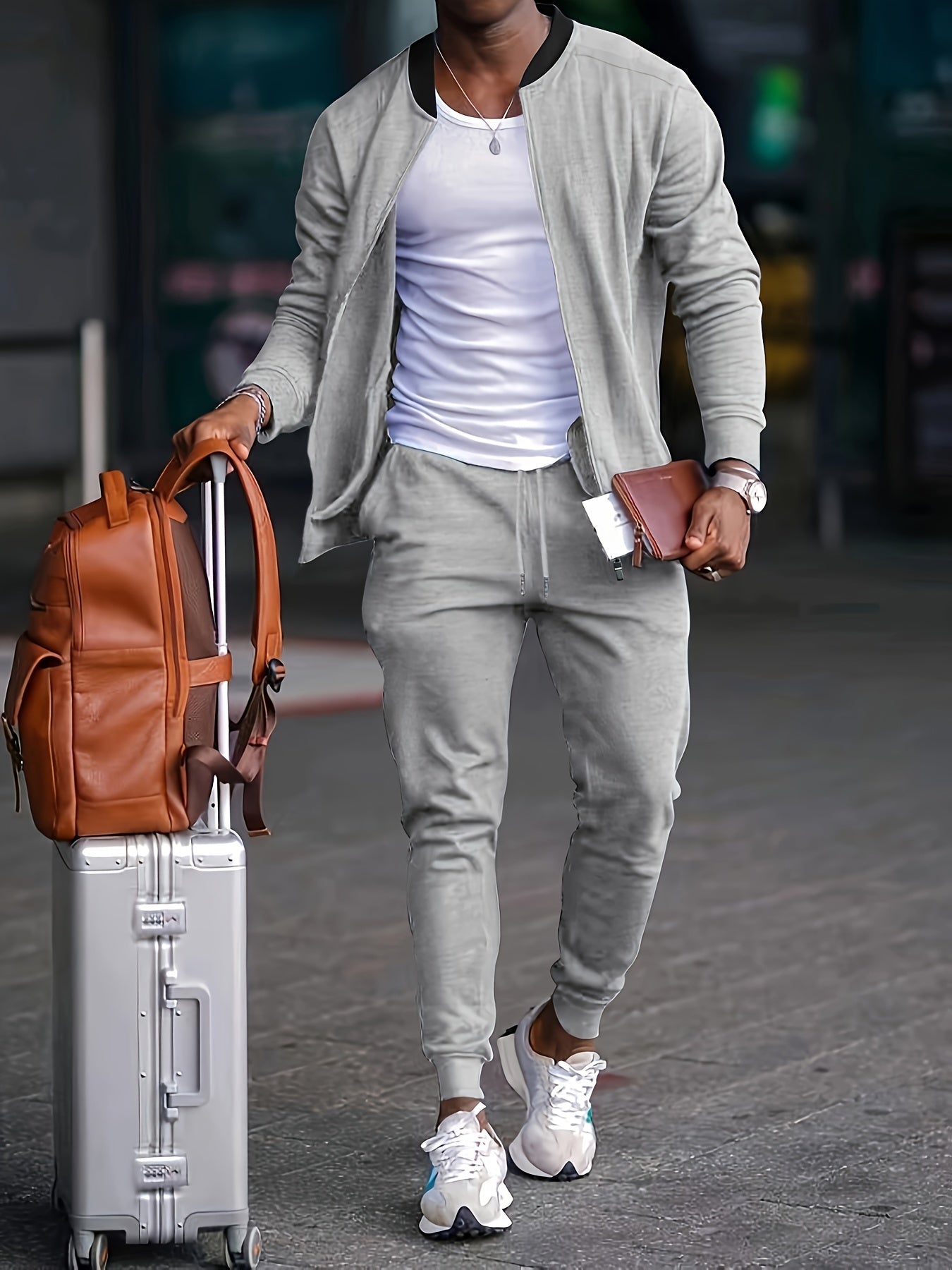 Men's Casual Outfit Set Relaxed Fit Short-Sleeve Layered Everyday Style