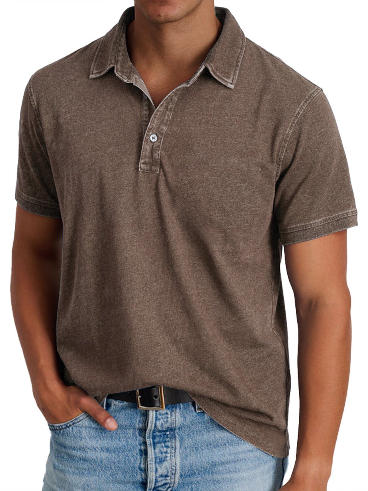 Men's Polo Shirt Refined Classic Short-Sleeve Collared Regular Fit Elegant Smart-Casual Casual Everyday Golf Ellison