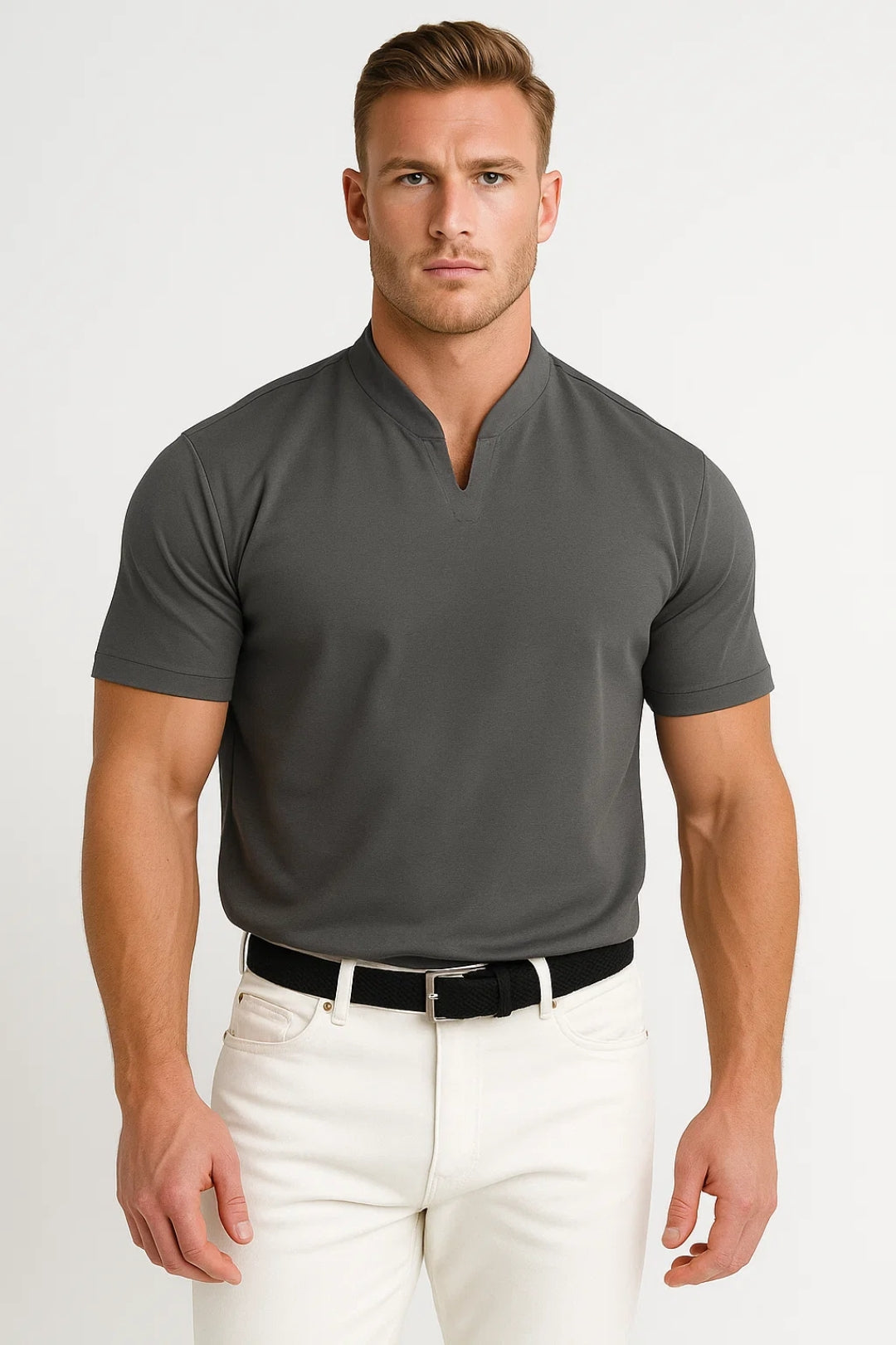 Men's Cotton Shirt Slim Fit Split Collar Long-Sleeve Button-Up Casual Smart-Casual Office Everyday Aldric
