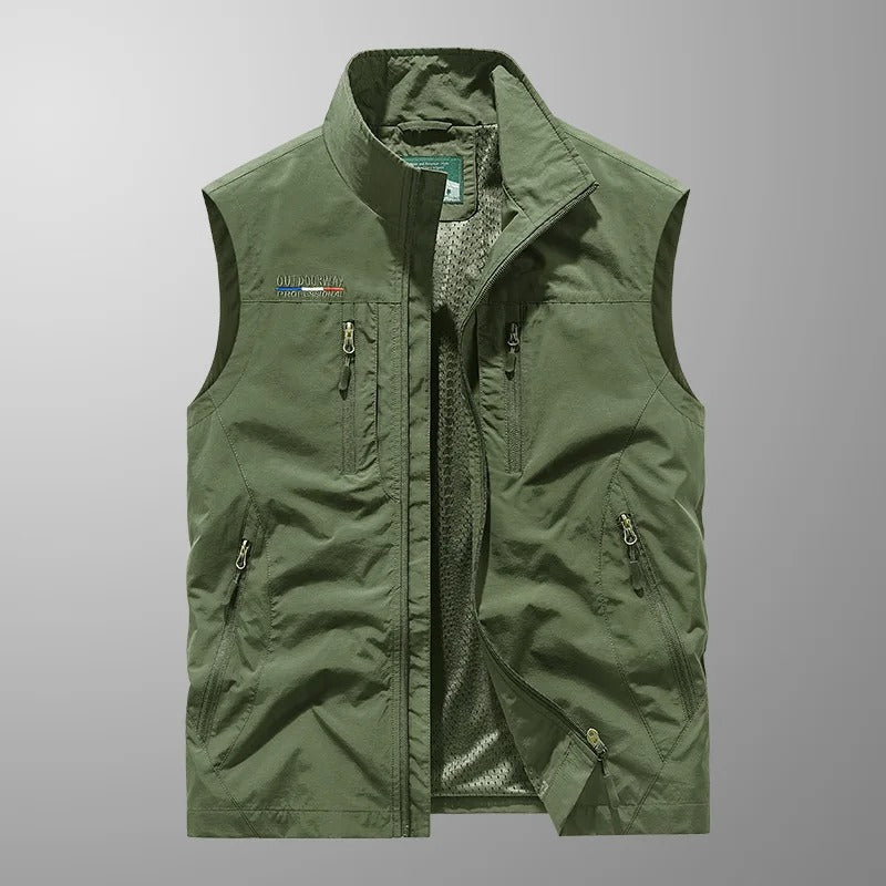 Men's Outdoor Vest Zip-Up Stand Collar Gilet Bodywarmer Layering Casual Everyday Warm Functional Colvin