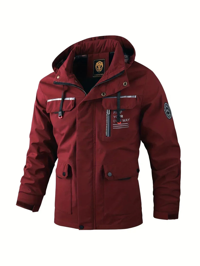 Men's Waterproof Winter Jacket Hooded Design Insulated Outdoor Active