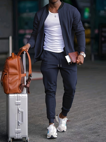 Men's Casual Outfit Set Relaxed Fit Short-Sleeve Layered Everyday Style