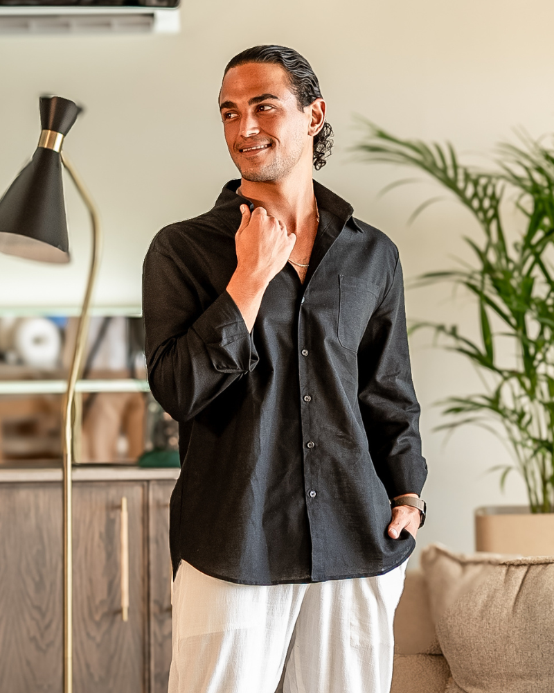 Men's Button-Up Shirt Classic Long-Sleeve Collared Casual Smart-Casual Office Everyday Relaxed Fit Versatile Corliss